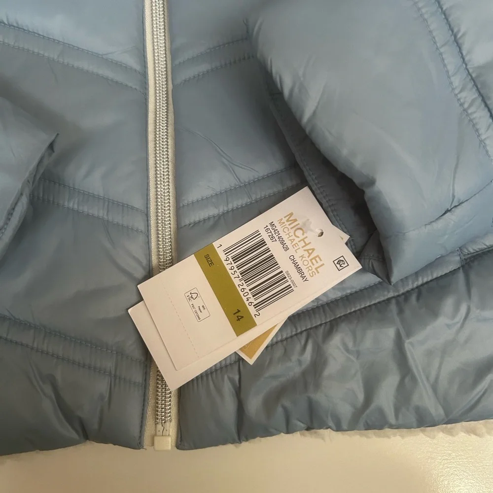 Michael Kors Kids Light Blue Puffer Jacket - Picture 3 of 6